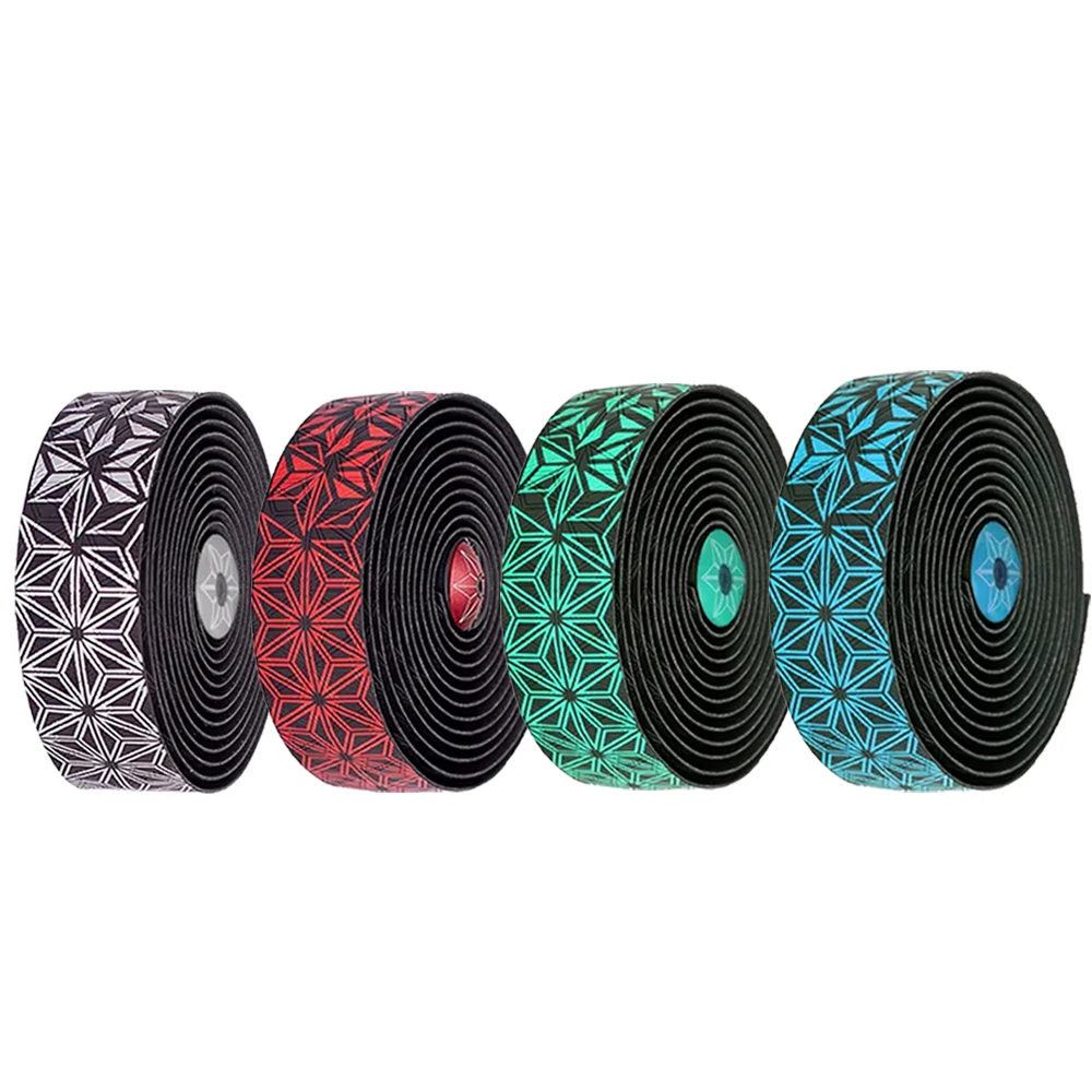 Rennrad-Lenkerband, super klebrig, Kush Star Fade Bar Tape, EVA/PU, rutschfestes Stoßdämpfer-Wickelband für Fahrräder mit 1 Paar Stangenstopfen Image