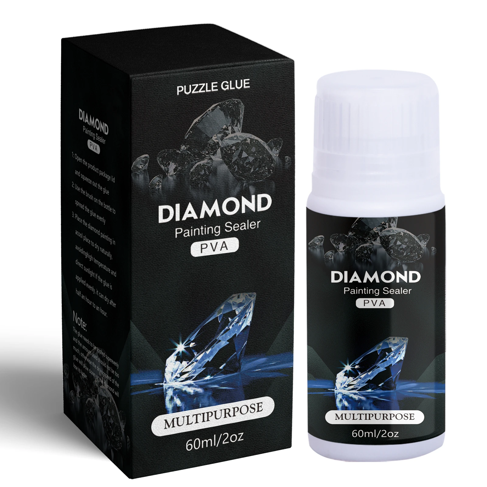 Diamant malerei Versiegelung 60ml mit Schwammkopf, 5d Diamant mal kleber und Puzzle kleber für dauerhaften Halt & Glanz effekt Image