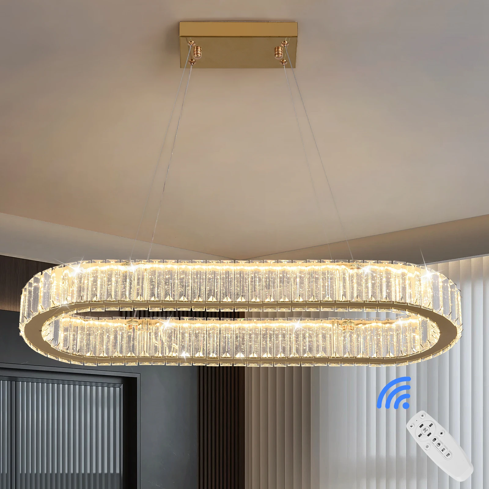 Moderne Anhänger Licht Luxus Kristall Oval Design Led Kronleuchter Decke Lampe Nordic Hängen Leuchte Wohnzimmer Schlafzimmer Hotel Lüster