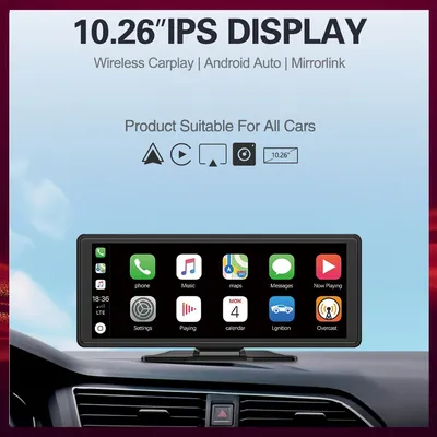 10,26" Wireless CarPlay & Android Auto Universal Portable Car Radio Mirror Link Player BT Audio AUX Stereo für Apple oder Android