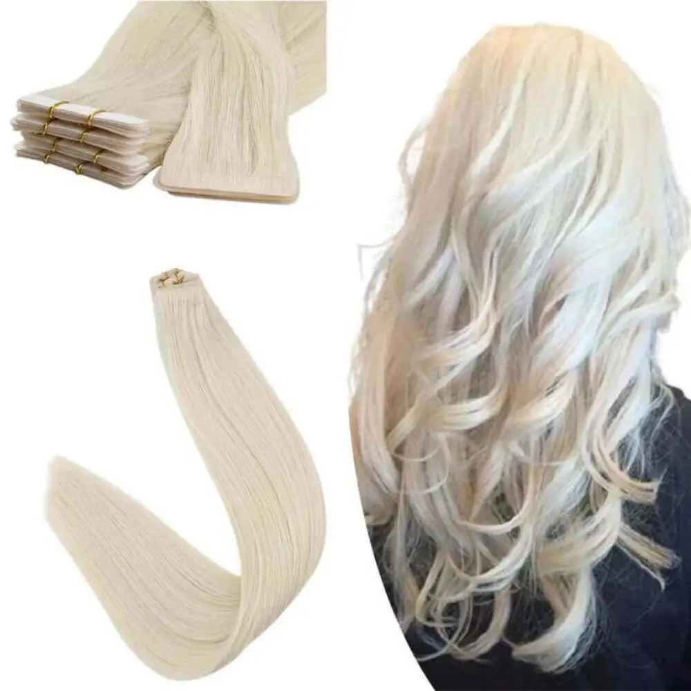 [12 Monate] Ugeat Virgin Injection Tape Extension Wear Unsichtbares Platinblond 10A Güteklasse Langlebige Langlebigkeit Image