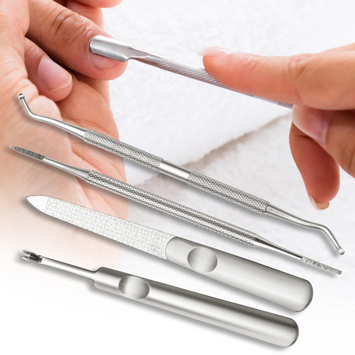 5 stücke Nagel hauts ch neider, Nagel hautgabel schneider Nagel haute nt ferner Trimmer drücken abgestorbene Haut Doppelkopf V-förmige Gabel Maniküre Image