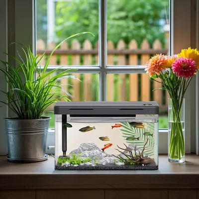 Aquarium Fish Tank Starter Kit, Fish Tank, Mini Desktop Rectangular Fish Tank With Filter And Oxygen Supply Tabletop Decor Home