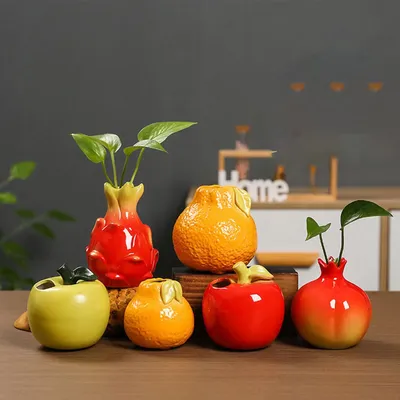Creative Ceramic Vase Fruit Shaped Flower Vase Hydroponics Hydroponics Office Desktop Ornaments Home Garden Decor
