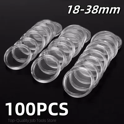 100Pcs/set Transparent Coin Capsules Storage Box Collection Holder Containers Supplies Gifts