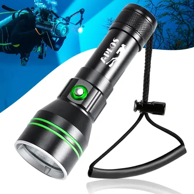 APLOS AP50 Scuba Diving Flashlight P70 Super Bright 5000lm 26650 Battery Dive Torch 110m Underwater