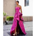 Abito da Ballo A-Line Abito da Sera Abito Elegante Formale Matrimonio Lunghezza Piena Senza Maniche Senza Spalline Nylon con Spacco Abito Ospite di Matrimonio