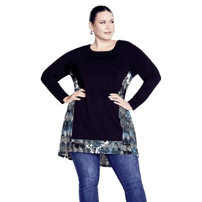Plus Size Women's Elsa Tunic by Avenue in Black Teal Patch (Size 22/24)