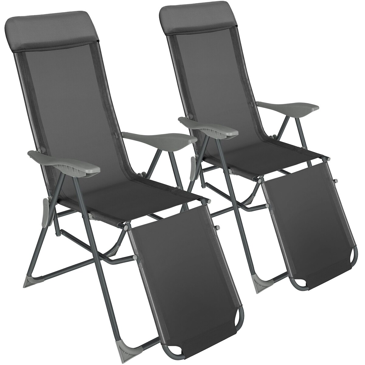 TECTAKE 2 Aluminium Gartenstühle klappbar mit Kopfteil und Fußteil 2anthrazit Image