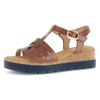 Keilsandalette GABOR "GENUA", Damen, Gr. 41, braun (camelfarben), Glattleder, unifarben, klassisch, Schuhe, Riemchensandale, Sommerschuh mit Klettverschluss, G-Weite