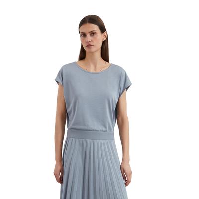 Jerseykleid MARC O'POLO "und plissiertem Rock", Damen, Gr. XXL, Normalgrößen, nordic sea, Obermaterial: 72% Lyocell, 28% Polyester; Futter: 100% Nicht verfügbar, unifarben, regular fit normal, Rundhals, Kurzarm, Kleider Image