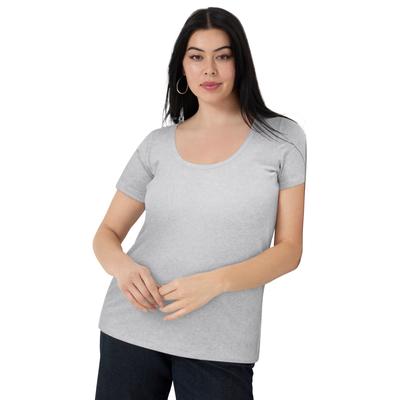 Plus Size Women's Ribbed Scoopneck Top by June+Vie in Heather Grey (Size 18/20)