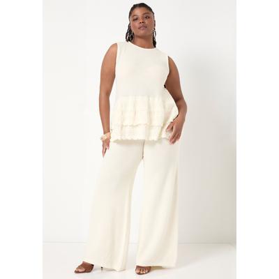 Plus Size Women's Ruffled-Hem Peplum Tank Top by June+Vie in Sugar Swizzle (Size 22/24)