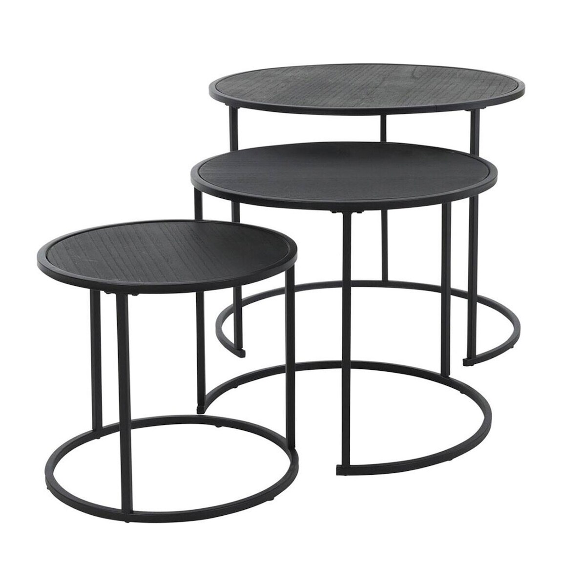 WellHome - Satztische aus 3 Stück, Melaminmetall, schwarz, Ø35Ø45Ø55cm Image