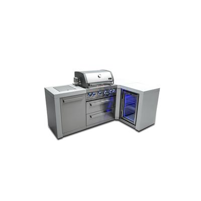 Mont Alpi MAi400-D90FC 4-Burner L-Shaped 90° Corner Deluxe Stainless Steel Outdoor Kitchen Island Gas Grill with Refrigerator