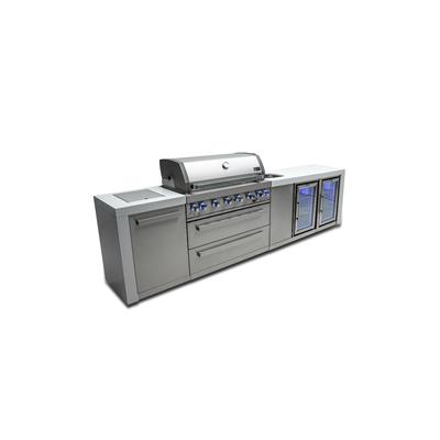 Mont Alpi MAi805-DBEVFC 6-Burner Deluxe Stainless Steel Modular Outdoor Kitchen Barbecue Grill with Beverage Center Refrigerator