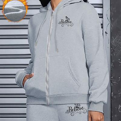 TEMU Letter Print 2 Piece Set, Hoodie & Pants, Women's Clothing Image