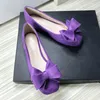 Femme Süße Große Schleife Wohnungen Flock Slip-Ons Für Zarte Füße Lila Grün Schuhe Karree Ballerina Weiche De mujer Beige Sohle 33-48