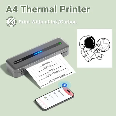 Phomemo Tragbare Drucker, kabellos, für Reisen, M832 Tintenloser Bluetooth-Drucker mit Gehäuseunterstützung, 8,5'' x 11'' US-Buchstabe und A4-Format