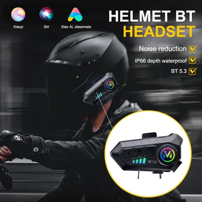Neuer Motorrad helm drahtloses Bluetooth-Headset inter com unica dor Moto LCD-Display FM Radio Musik teilen Fahrer 500m Gegensprechanlage Image