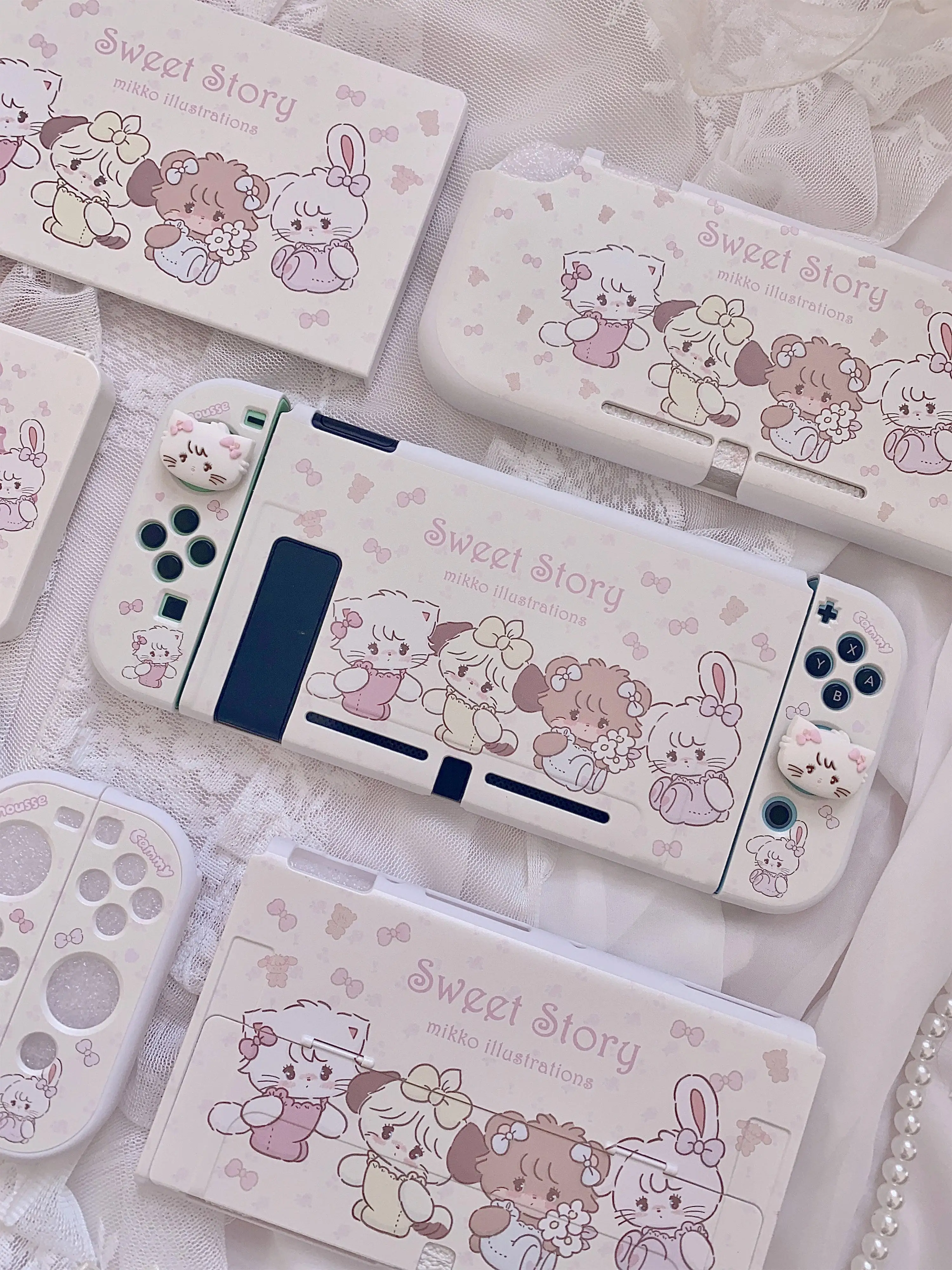 Nintendo Switch OLED Hülle Kawaii Mikko Funda Cover Pink Dockbare Schutzhülle für Nintendo Switch Controller Joy-Con Image
