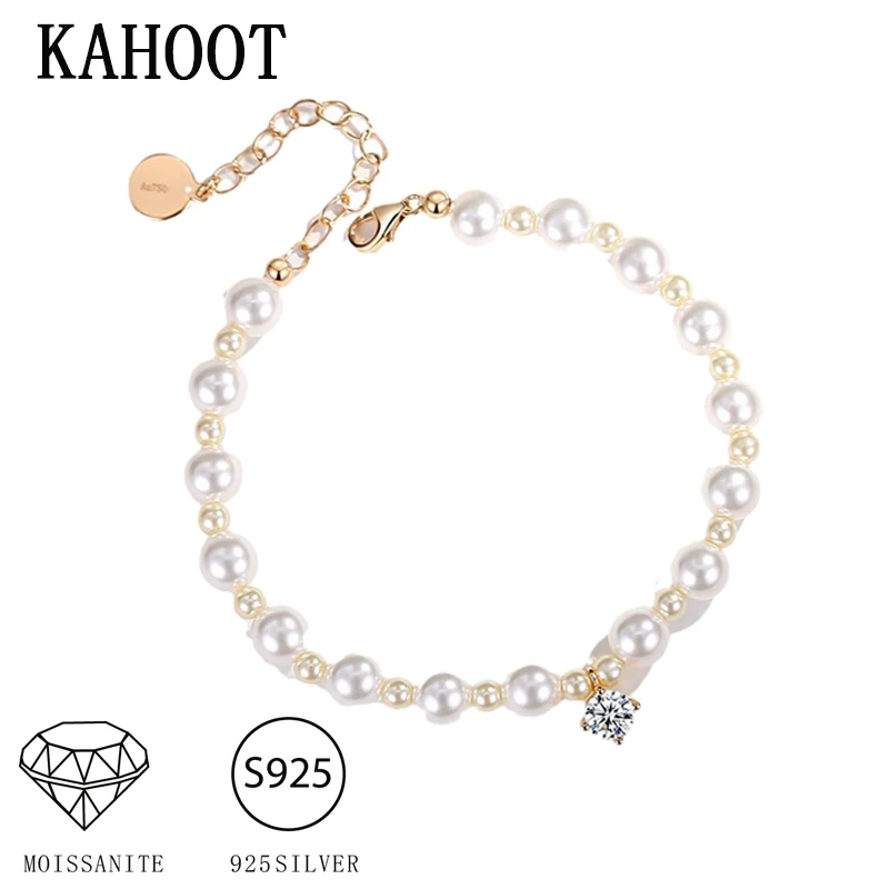S925 silber 50 punkte moissan ite koreanische vielseitige perlen klassisches armband feminin elegant intelligente party tragen