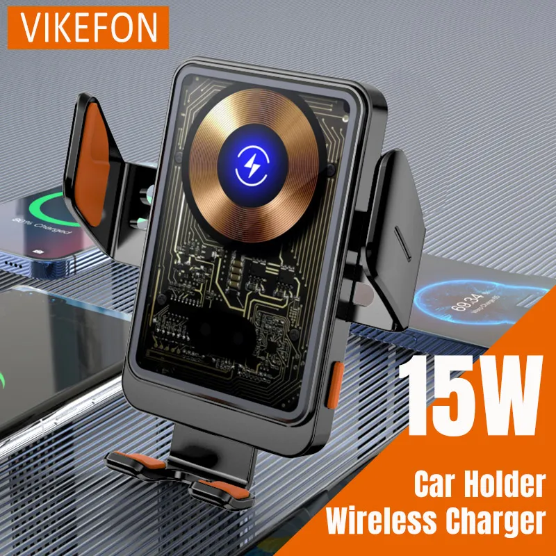Auto Drahtlose Ladegerät Air Vent Clip Telefon Halter Stehen Für iPhone 16 15 14 13 12 Pro max Samsung S24 S23 S22 Halterung Schnelle Lade Image