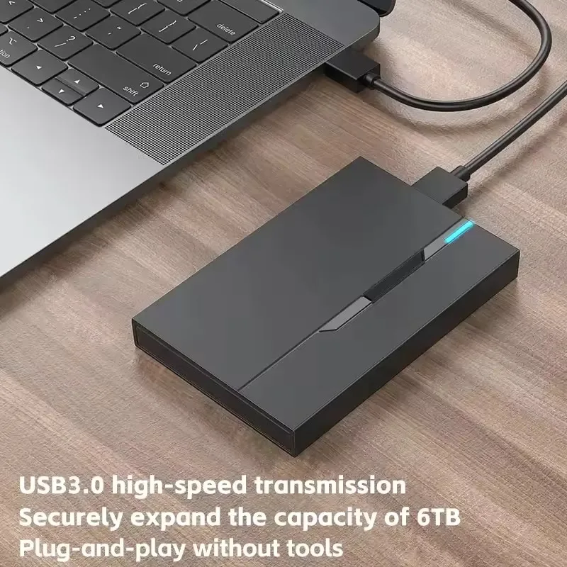 Externes 2,5-Zoll-Festplattengehäuse mit USB 3.0/3.1-Schnittstelle, unterstützt bis zu 6 TB, passend für 7 mm/9,5 mm SATA SSD/HDD für Laptop-PC Image