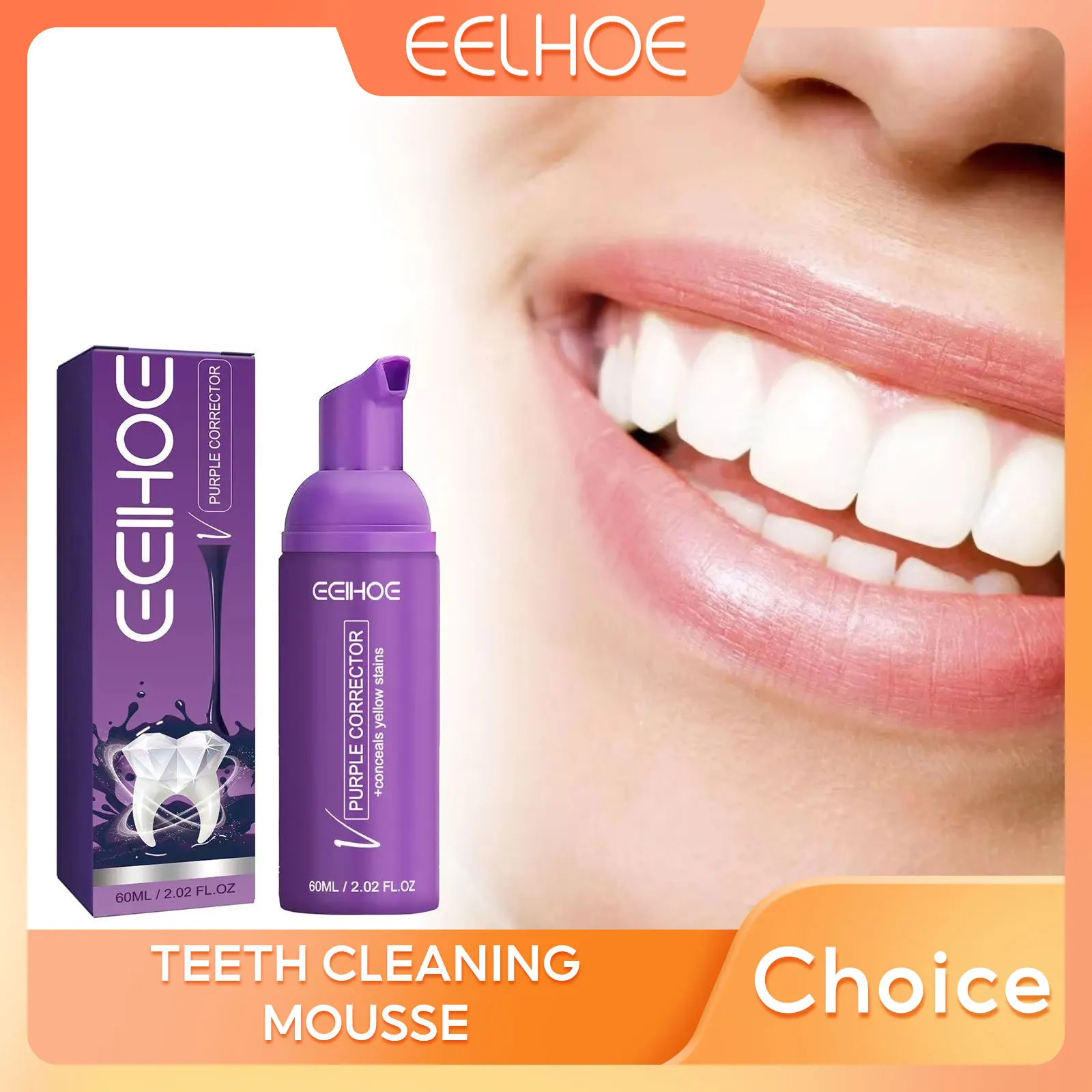 Purple Corrector Mousse Zahnpasta Zahnreinigung Fleckenentferner Erfrischender Atem Aufhellung Lila Zahnpasta Mundhygiene 60 ml Image