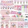 Neue Hello Kitty Geburtstag Party Dekor Rosa Kitty Einweggeschirr Tischdecke Teller Tasse Gläser