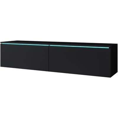 Lowboard INOSIGN "LOWBOARD D, wahlweise mit oder ohne Beleuchtung", schwarz (graphite schwarz matt), B:140cm H:30cm T:33cm, Sideboards, modernes TV-Board ohne Griffe, mit viel Stauraum,stehend und hängend Image