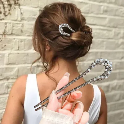 New Metal Pearl U-shaped Hairpins Women Simple Black Color Hair Clip Pins Bun Hair Sticks Wedding