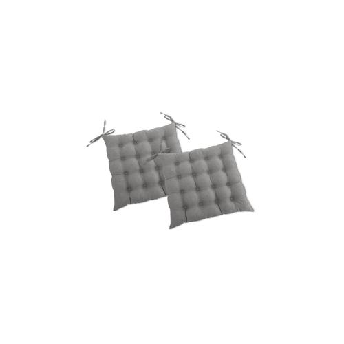 wometo 2er Set Sitzkissen Stuhlkissen 40x40 OEKO-TEX - grau Sitzauflage Bank Polster Sitzpolster mit Bändern / Schleife, Indoor / Outdoor