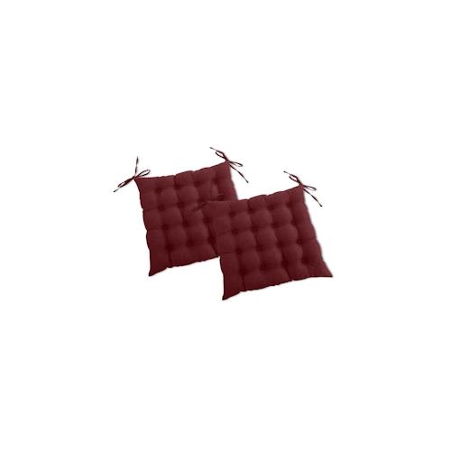 wometo 2er Set Sitzkissen Stuhlkissen 40x40 OEKO-TEX - dunkelrot weinrot Sitzauflage Bank Polster Sitzpolster mit Bändern / Schleife, Indoor / Outdoor