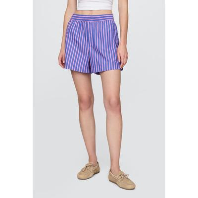 Gap Womens Blue Stripe Organic Cotton Poplin Boxer Shorts - Blue Stripe