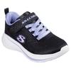 Sneaker SKECHERS "WAVE 92", Kinder, Gr. 28, schwarz (schwarz, lila), Textil, Glitzer, casual, Schuhe, Schlupfschuh mit Glitzer für Mädchen, Größenschablone zum Download