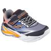 Lauflernschuh SKECHERS "FLEX-GLOW ULTRA LIGHTS", Kinder, Gr. 24, bunt (schwarz, multi), Lederimitat, Textil, kontrastfarbene Details, sportlich, Schuhe, Blink,-Klettschuh zum Schlüpfen, Neon, Größenschablone zum Download