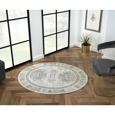 Teppich "My Kashkuly", beige (creme, hellgrau, altgoldfarben), B:120cm H:10mm L:120cm Ø:120cm, Polyester, MYFLAIR MÖBEL & ACCESSOIRES, Teppiche, Kurzflor, Retro-Style, besonders weich durch Microfaser Image