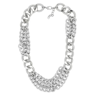 Kette mit Anhänger "Edgy Glam", Damen, Gr. one size, Metall, silber (silbern), COLLEZIONE ALESSANDRO, Basic, Halsketten, elegant-rockige Gliederkette aus Metall Image