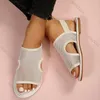 Neue Flache Unterseite Atmungsaktive Mesh Sandalen Frauen Sommer Schuhe Casual Große Größe Runde Kappe Strand Sandales Hausschuhe Damen Schuhe