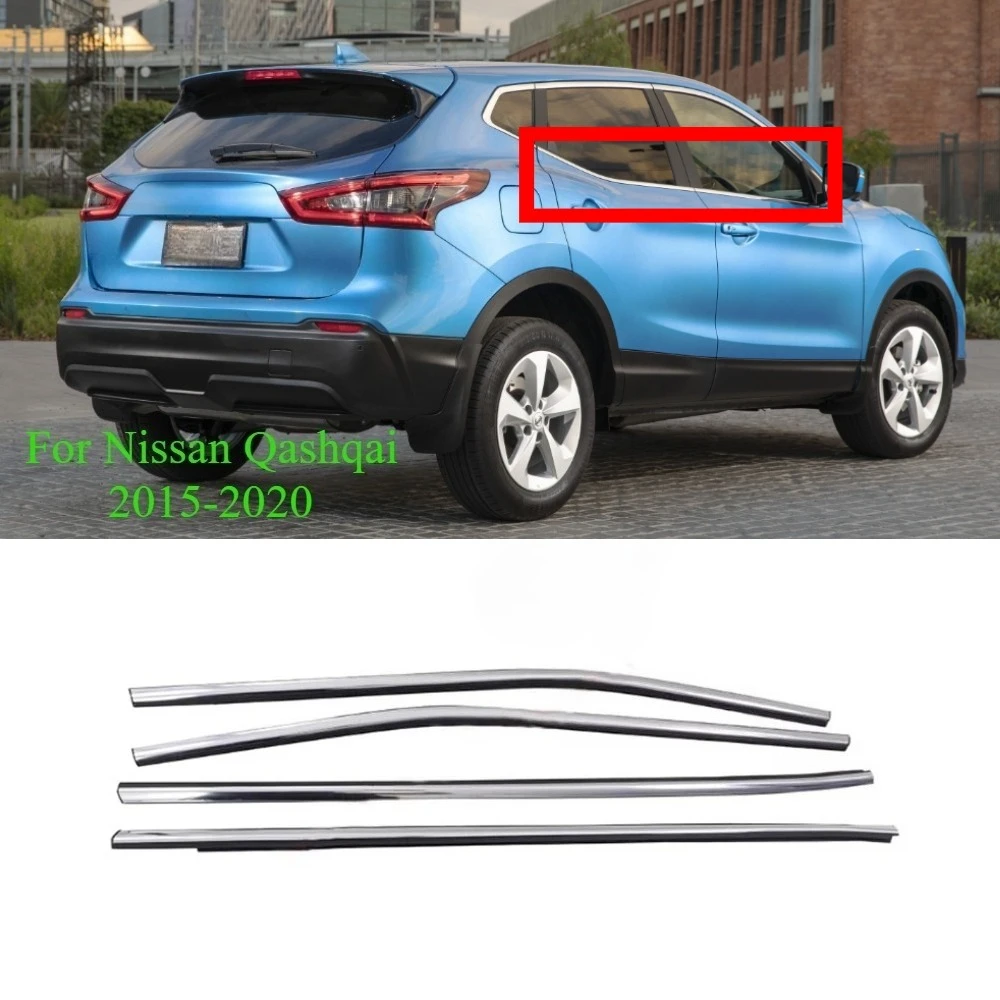4 Stück Chrom-Außenfensterglas-Gummi für Nissan Qashqai 2015–2020, Dichtungsstreifen für Qashqai Glas-Außen J11 80821-DF30A Image