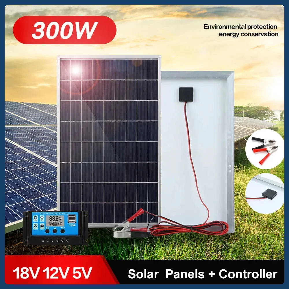 300W Solar Panel 12V Tragbare Solarzelle Outdoor Wiederaufladbare Solar Kit Haushalt Solar Generator Solar Ladegerät RV Netzteil