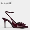 Marke Design High Heels Sandalen für Frauen Sexy Rot Spitz Party Kleid Pumpen Schuhe Ankle Strap Bogen Pumps Schuhe Weibliche