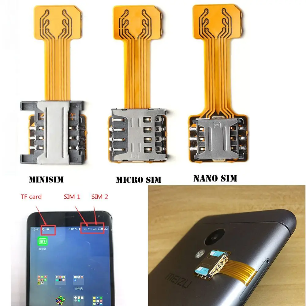 Praktischer Android Phone TF Dual SIM Card Adapter Hybrid Sim Slot für Micro SD Extender Nano Cato Image