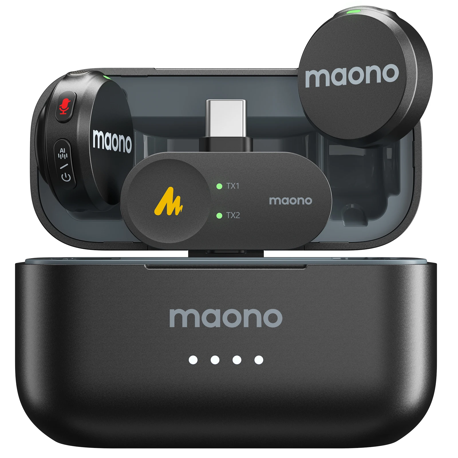 Maono Wave T5 Kabelloses Ansteckmikrofon Mini-Sprachfilter Geräuschunterdrückung für Videoaufnahmen Streaming geeignet für Handys Kameras Image