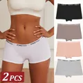 2 pezzi boxer in cotone da donna senza cuciture intimo pantaloncini in seta di ghiaccio tinta unita pantaloncini morbidi da donna taglie forti M/L/XL