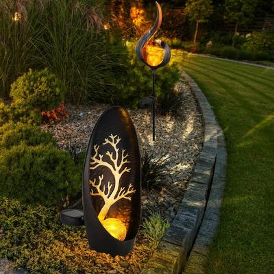 Solarleuchte Dekolampe Außenleuchte Solar Stecklampe Gartenlampe Solar, Metall Glas, 1x Flamme, 1x Image