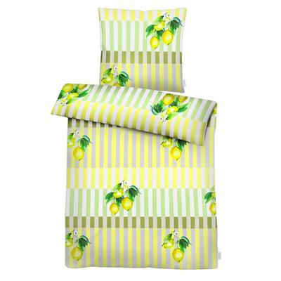 Bettwäsche APELT "Fresh Gots", gelb (grün, gelb), B/L: 135cm x 200cm, , Satin (Bio-Baumwolle), B/L: 80cm x 80cm, Satin (Bio-Baumwolle), Obermaterial: 100% Baumwolle, Bettwäsche, Zitronen auf Streifen Image