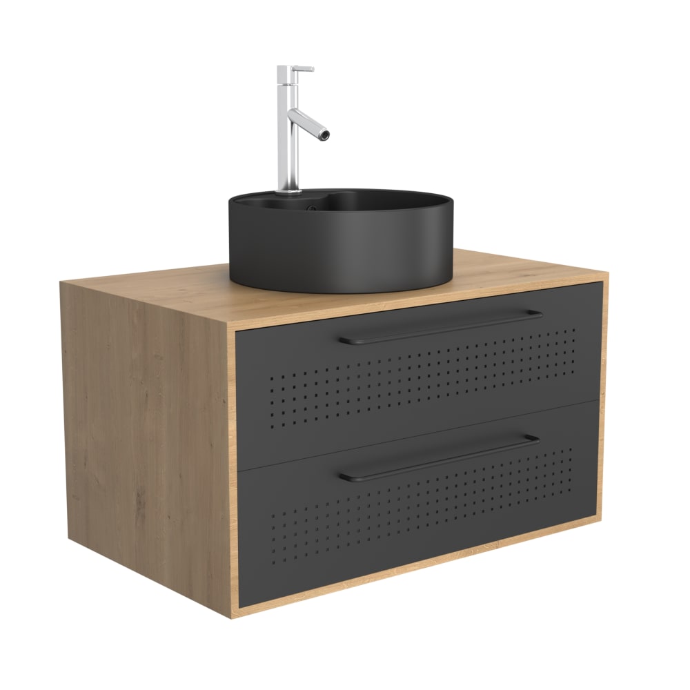 Meuble de salle de bains effet bois marron 53x80x60cm