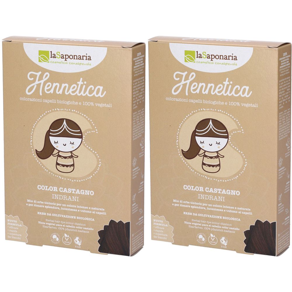 La Saponaria Tinta vegetale castagno - Indrani 2x100 g